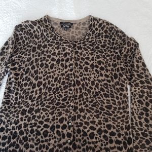 Apt. 9 cashmere sweater leopard print cardigan button up